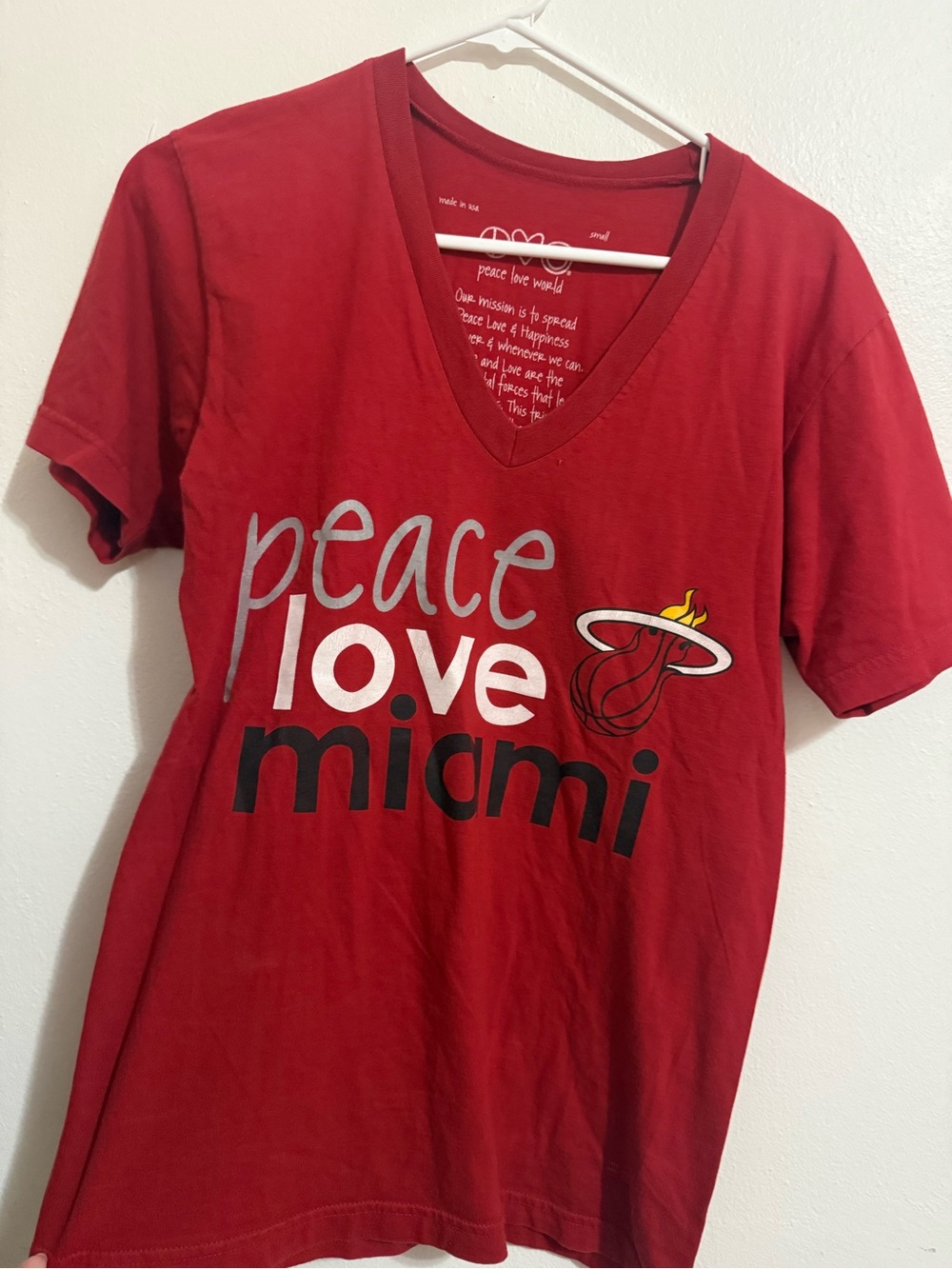 Peace Love World Red Graphic V-Neck Tee